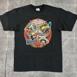 Men's Vintage Y2K Cedar Point Fearsome Five Amusement Park Black T Shirt Sz L